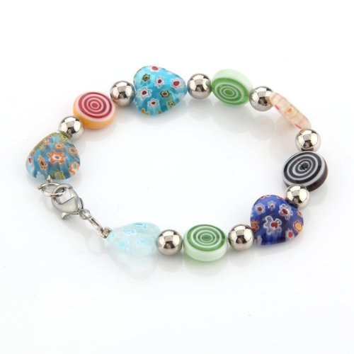 Bracciale braccialetto in vetro murano forma cuore...