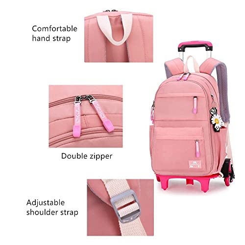 Lamografy Rolling Backpack For Kids Elementary Students With Wheel Travel Backpack Girls Solid Color School Bag #TOP4
