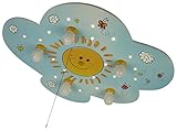 niermann deckenleuchte wolke xxl mit 20 LED Lichtpunkten Niermann Standby 640A A++ to E, Deckenleuchte Wolke Sunny \'Amazon Echo kompatibel\', Holz, 40 W, E14, Multi Color, 74 x 57 x 7 cm