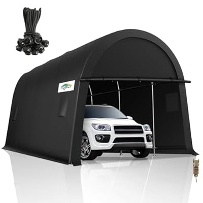COBIZI Carports 10x20 Heavy Duty Portable Garage with Removable Doors & Vents, Large Space Anti-Snow Waterproof Car Canopy Portable Carport Canopy Outdoor Storage Shelter for Car, Boat, Truck