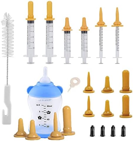 Aidiyapet Kitten Bottles,Pet Feeding Syringe Nipple Bottles,for Puppy Squirrels Rabbit and Other Newborn Pets, Puppy Kitten Whelping Kit 15Pack