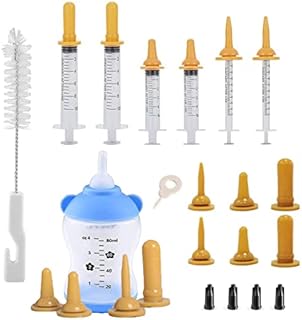 Aidiyapet Kitten Bottles,Pet Feeding Syringe Nipple Bottles,for Puppy Squirrels Rabbit and Other Newborn Pets, Puppy Kitten Whelping Kit 15Pack