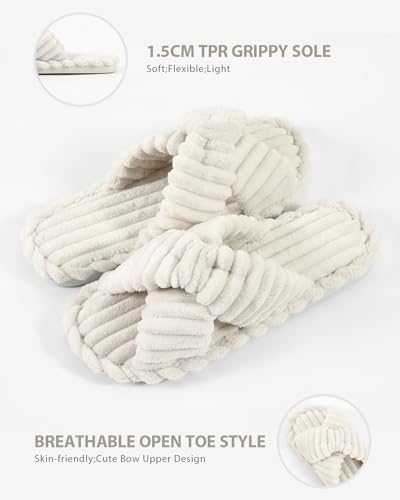 Cosy Pyro Slippers for Women House Bedroom Furry Cross Bands Slide Shoes Anti-Skid Sole Open Toe Slippers4