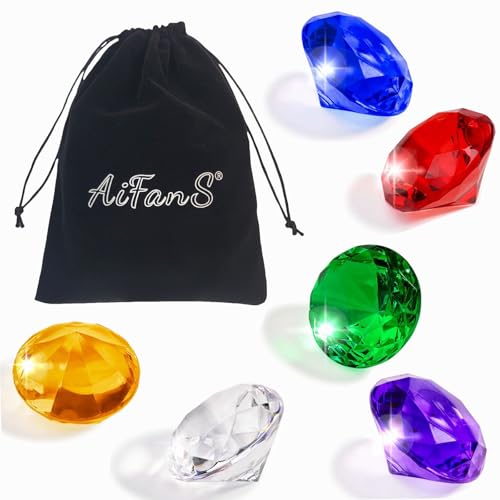 6PCS 60mm Extra Big Diving Gems Pool Toys - Colorful Diamond, Underwater Swim Training Gift for Kids, Summer Water Pool Game Set