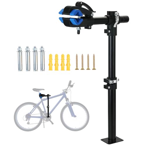NATGAI Height Adjustable Bike Repair Stand, Bench Mount Bicycle Maintenance Rack Workstand, Adjustable Removable Home Bicycle Maintenance Stand for Road Mountain Bikes (Blue)