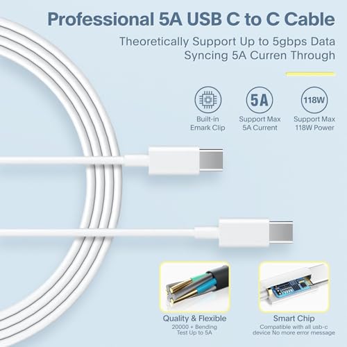 Image of Mac Book Pro Charger - 118W USB C Fast Charger Power Adapter Compatible with MacBook Pro & MacBook Air 13, 14, 15, 16 inch, M1 M2 M3 M4 M5, New ipad Pro and All USB C Device, 6.6ft Charge Cable
