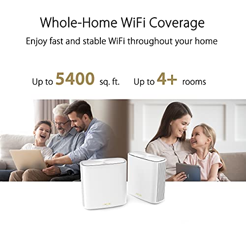 Image of ASUS ZenWiFi Whole-Home Dual-Band Mesh WiFi 6 System XD6 White - 2 Pack, Coverage up to 5,400 sq.ft & 4+ Rooms, 5400Mbps, AiMesh, Lifetime Free Internet Security, Parental Control, Easy Setup