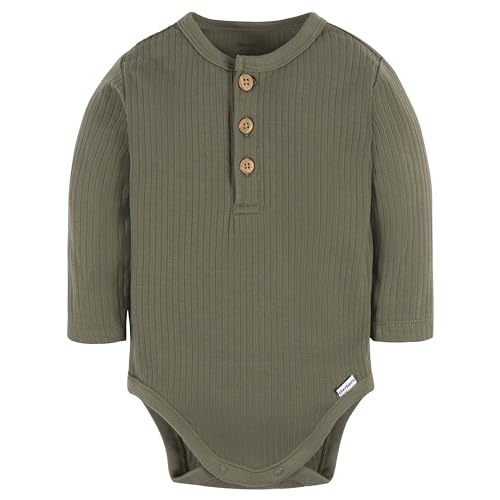 Gerber Baby Boys' 2-Pack Bodysuits, Charcoal Green, 0-3 Months3