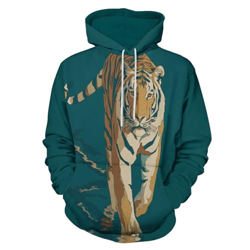 Sweat-shirt a capuche a manches longues tigre pull confortable homme