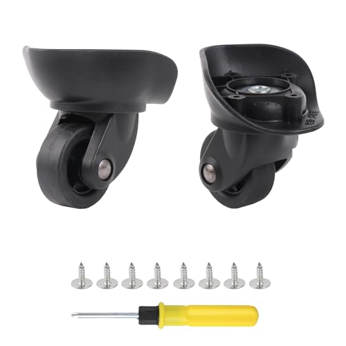 BQLZR Black 7.8x8.1x4cm Plastic Large Left & Right Luggage Wheels W151 DIY Replacement Pack of 2