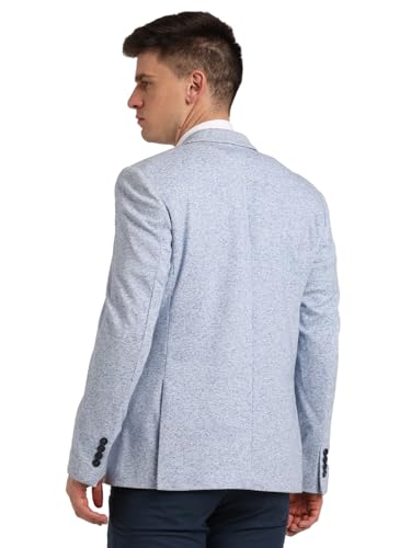 Blazer homme coton stretch bleu clair veste de costume dobby ajustée - 2