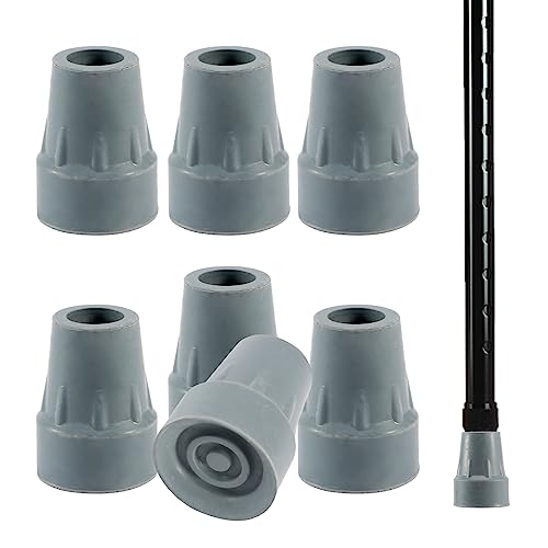 Crutch Tips, 7 Pack 7/8 Inch Heavy Duty Crutch Feet Cap Non-Slip Replacement Rubber Cane Tips Rubber Crutches Accessories