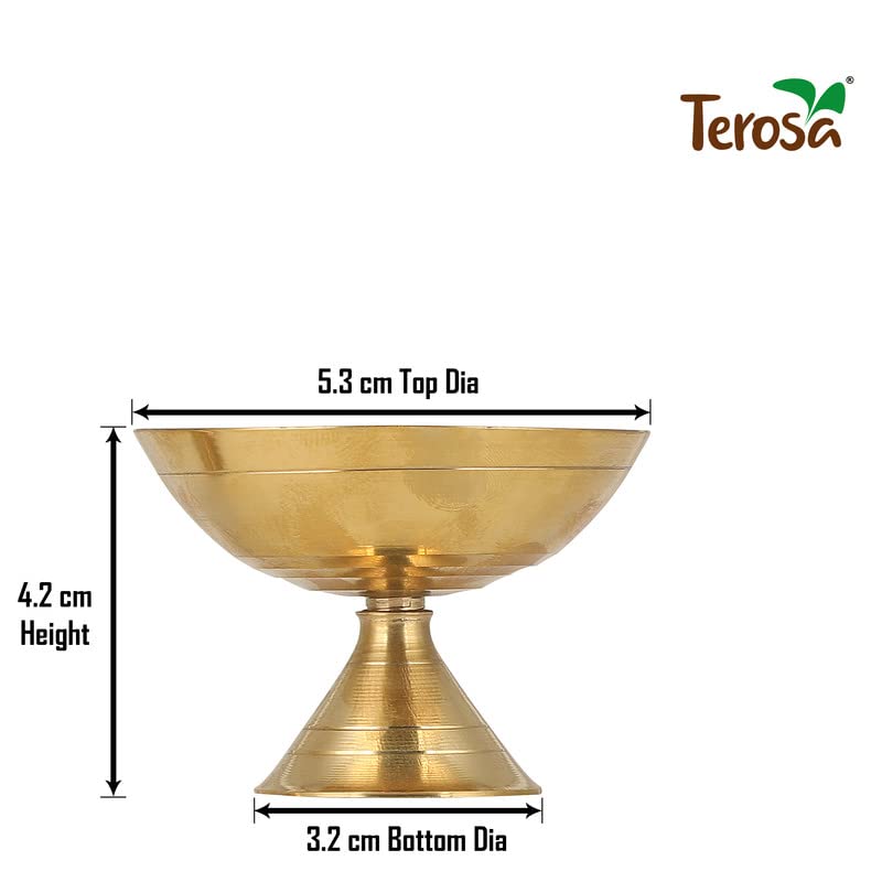Terosa Classic Diya Set of 4 - Medium 5.3x4.2cm II Brass Diyas II Pooja Deepams or Deepak - Image 3 thumbnail