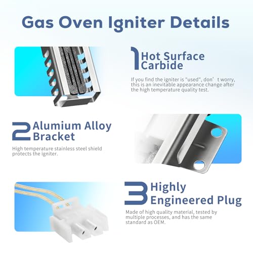 Image of Upgraded DG94-00520A Gas Range Oven Igniter Fit for Sam-sung NX58H5600SS Nx58h9500WS Replacement for G-E Whirl-pool Hot-point 2692271 AP5577941 WB13K21 Norton 501a W10918546 Range Oven by BOGDA