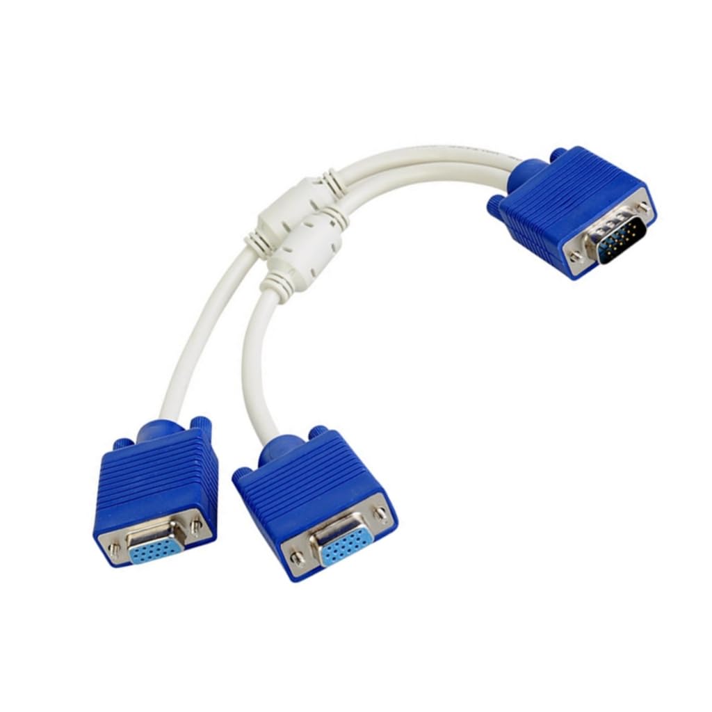 XAGMODSHN VGA Y Splitter Cable 1 Male to Double Female Adapter Cord Wire for Screen Duplication and Multi Display Setsup 20cm