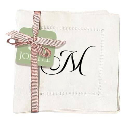 Jolitee Decorative Hemstitch Cocktail Napkins with...