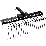 48' Durable Pine Straw Rake Steel Spring Landscape Rake Fits 2' Receiver for Lawn Tractors or ATV/UTV Black