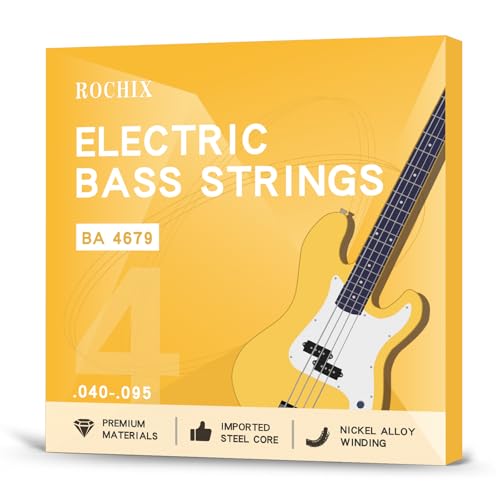 BA 4679 - Juego de 4 cuerdas para bajo eléctrico de nivel principiante, núcleo de acero con cuerda de...