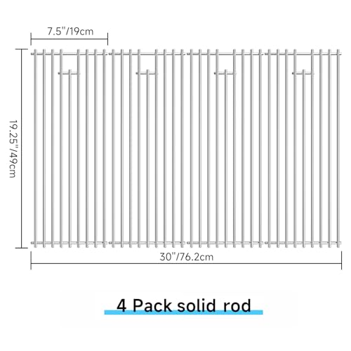jkxoo 4Pack 7.5" x 19.25" Stainless Steel BBQ Grill Grates Replacement Parts for 16517 Bull BBQ Angus, Brahma, Lonstar Select, Outlaw Steer Premium, Lonestar Select 7 Burner