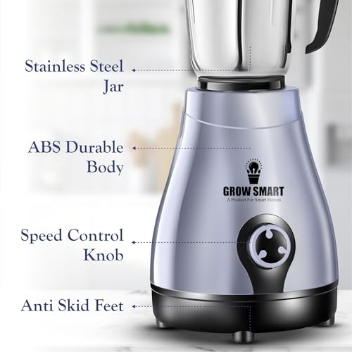 Image of Oreo 750 W Mixer Grinder For Kitchen| 4 Jars (2 Stainless Steel+2 Nutri Bullet Jars) | Smoothie, Chutney & Liquidizing | Powerful Mixing, Grinding & Juicing | 2 Years Warranty | Grey & Black