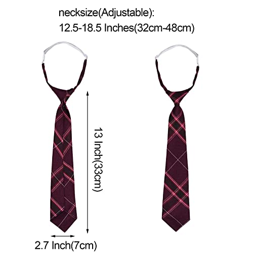 Sucrain 5pcs Boy's Necktie Pre-tied Adjustable Neck Strap Tie Plaid Zipper Tie for Wedding Graduation School Cosplay Uniforms2