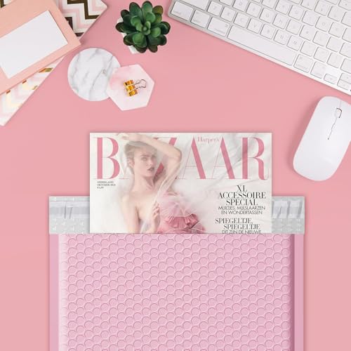 Image of Fuxury Bubble Mailers 8.5x12 inch Large Bubble Envelopes 40 Pack Usable Size 8.5x11 inch Thick Padded Mailers for Mailing Books Magazines Clothes Small Business, Light Pink #2