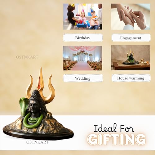 Image of Adiyogi Shiva Idol for Car Dashboard 4 Inch Black Gold Resin Shiv Ji Statue | Spiritual Home Decor for Pooja Room Office Living Room | Gift for Birthday Anniversary Housewarming.