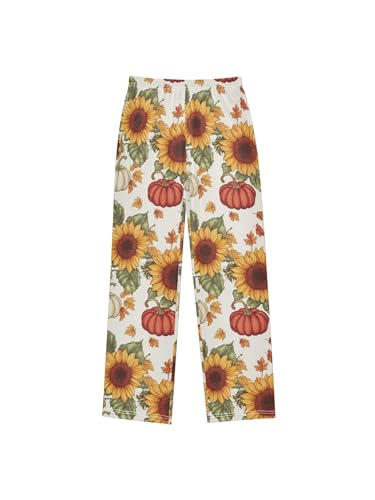 Fall Sunflower and Pumpkin Vintage Boys Pants for Kids Jogger Pants with Pockets S