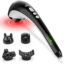 Snailax Masajeador de mano eléctrico para masaje de percusión inalámbrico recargable con calor, masajeador portátil para aliviar el dolor…