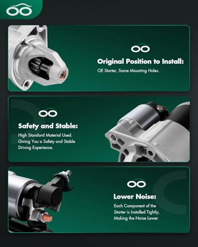 Image of SCITOO Starter Motor SMT0343 19026 for Chrysler Pacifica 2007-2008 4.0L Sebring 2007-2010 2.7L 3.5L for Dodge Avenger 2008-2010 2.7L 3.5L Grand Caravan 4.0L ‎1.7kW /12 Volt CW 10-Tooth Pinion