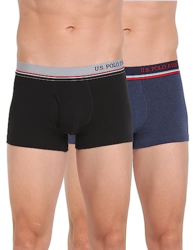 Image of U.S. Polo Assn. Mens Solid Cotton Spandex I014 Trunks - Pack of 2