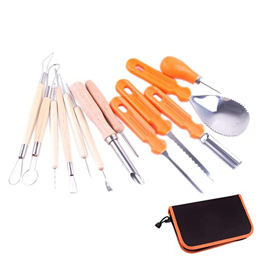 14PCS/Set Halloween Pumpkin Carving Kit Stainless Steel Cutter Kitchen Fruit Vegetable Cutter Pumpkin Lamp Carving Tools