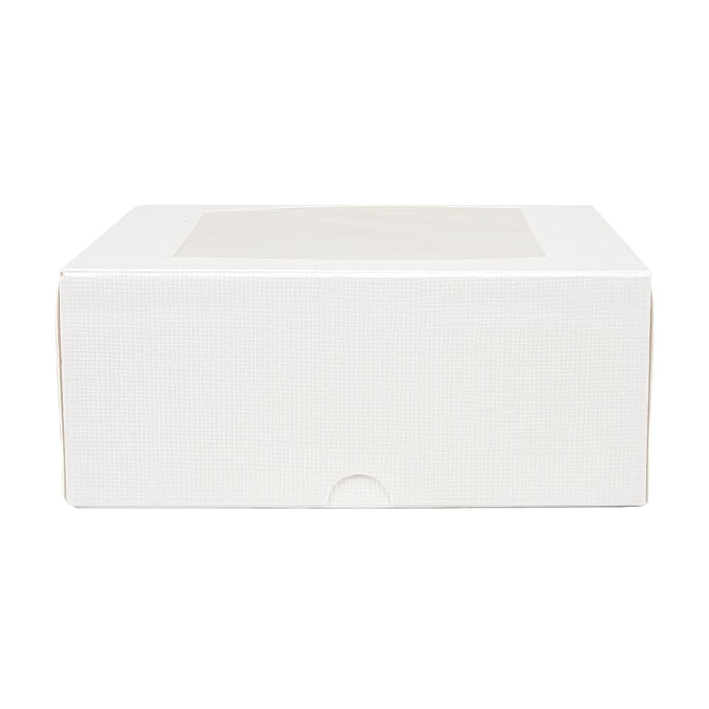 Lot de 50 boîtes à pâtisserie avec fenêtre 'Thepack' 250 g/m2 + Opp 18 x 18 x 7,5 cm Blanc Carton Ondulé Nano-Micro