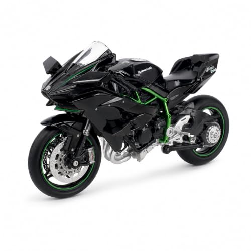 Image of Wizplex MSZ Kawasaki Ninja H2R 1:18 Scale Officially Licensed Die Cast Metal Bike - Hyperbike Model with Steerable Wheel, Rear Suspension & Kickstand, Collectible Showpiece for Kids 6+ & Enthusiasts