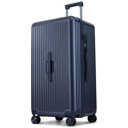 Trunk Luggage, 28 Inch Checked Luggage with Spinner Wheels, Lightweight PC Hard Shell Large Suitcase with TSA Lock, Removable Dividers (Blue, 1PC)