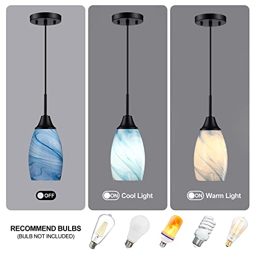 Image of Viinew Mini Glass Pendant Light,4.72 inch Blue Marble Glass Pendant Lights