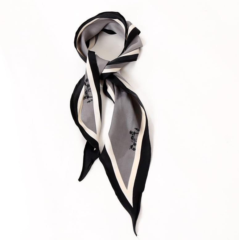 Satin Neckerchief Silk Like Scarf Hair Wraps Handbag Accessories with Scarf Rings Neck Ribon Scarf