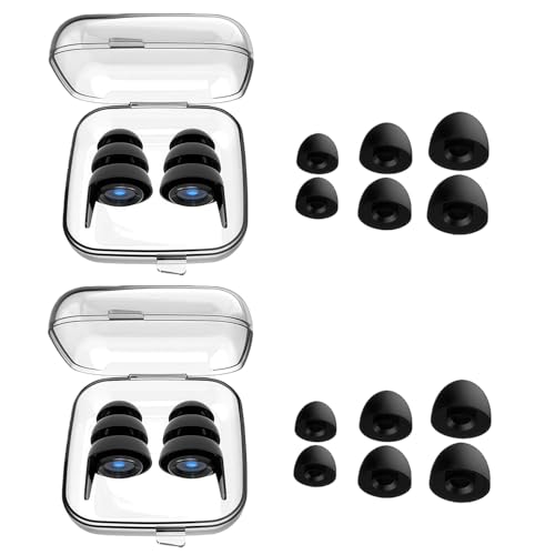 JXAXD 2 Paar Senso Plugs Ohrstöpsel, Senso Plugs 2.0 Ohrstöpsels, Sensoplugs Kinder Erwachsener, Sensoplugs Ohrstöpsel für Adhs und 4 Größen in XS/S/M/L, Schwarz
