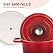 Lightweight 2.5 Qt Cast Aluminum Pot with Lid, Nonstick Enameled Dutch Oven for Bread Baking, Compatible with All Cooktops, Dishwasher Safe Cookware, Red