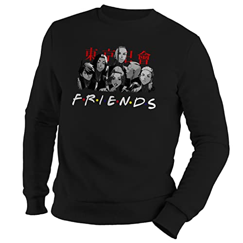 GR8Shop Tokyo Revengers Friends Inspired TV Series Sudadera Negra Unisex Size M