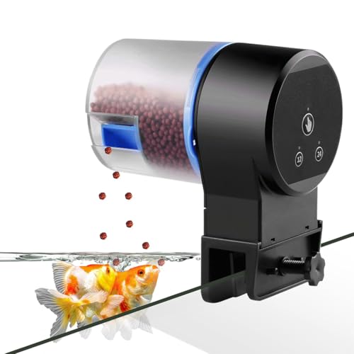 Image of ZIBUYU Automatic Fish Feeder for Aquarium 50g Capacity, Controlled Timed Fish Food Dispenser with Adjustable Settings, No Jam Portion-, Fish Tank Wall Mounted, Battery Operated(Without battery)