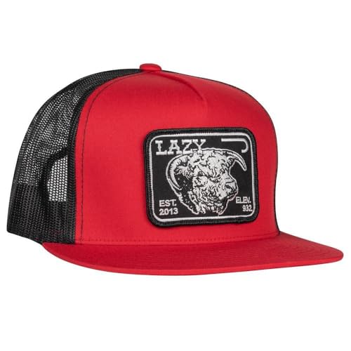 Lazy J Ranch Red & Black Elevation Classic Five Panel Trucker Hat - Adjustable Unisex Country Hats, Vintage Trucker Hat