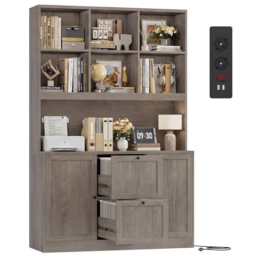 Presa di Corrente Integrata: Il piano di lavoro di questo libreria da parete include 1 presa di corrente integrata, ideale per collegare stampanti, computer, lampad e altri dispositivi elettronici. Questa presa è dotata di 2 prese AC e 2 porte USB, in grado di alimentare fino a 4 dispositivi contemporaneamente. Quando si esce dalla stanza, è sufficiente premere l'interruttore sulla presa di corrente per scollegare facilmente l'alimentazione, rendendo il tutto più sicuro e pratico