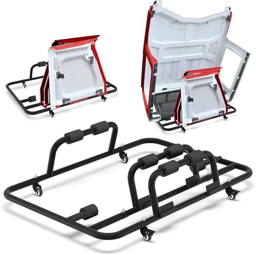 LONGSUN Jeep Hardtop Storage Rack – Moveable Jeep Top Storage Lift with Sliding Brake Casters, Black Powder Coated Hard Top Roof Rack – Fits Wrangler CJ-7 (1976-1986), YJ, TJ, JK, JL (1987-2025)