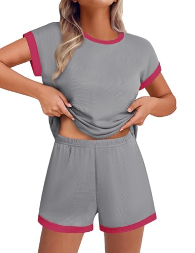 Image of Ekouaer Two Piece Sets for Women Summer Striped Lounge Set Vacation Outfit