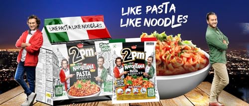 2PM - Italia Napolitana Pasta Noodles - Cook Like Pasta & Eat Like Noodles - Instant Veg Noodles - Pack of 4-100 Gm Each