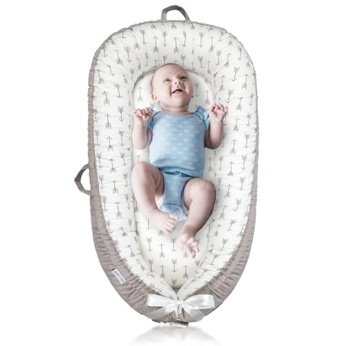 Image of Baby Lounger for Newborn Cover - Newborn Lounger for 0-12 Months, Breathable & Portable Infant Lounger - Adjustable Cotton Soft Baby Floor Seat for Travel, Newborn Essentials - Arrow
