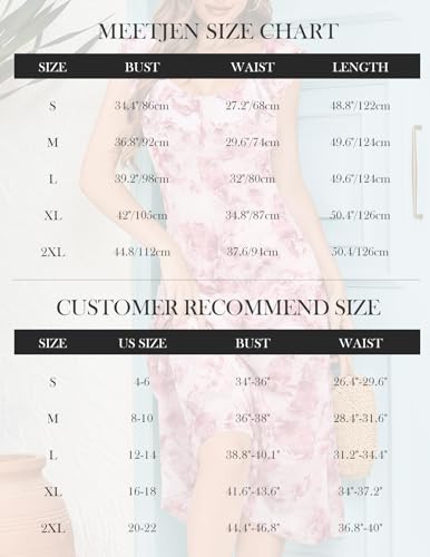 Meetjen Women's Summer Floral Midi Dress 2025 Ruffle Boho Sundresses Flowy Mesh Beach Wedding Guest Dresses4