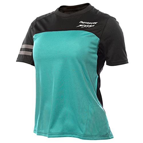 FASTHOUSE Women's Alloy Sidewinder Short Sleeve Jersey (Black/Teal, Small)