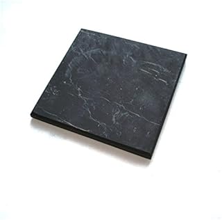 Karelian Heritage Unpolished Shungite Tile 3.94x3.94 inches (10x10 cm) | Big Decorative Mineral Square Stone Tile 4 inches | Shungite for Cell Phone | Meditation, Reiki Healing, Energy Balance SP07
